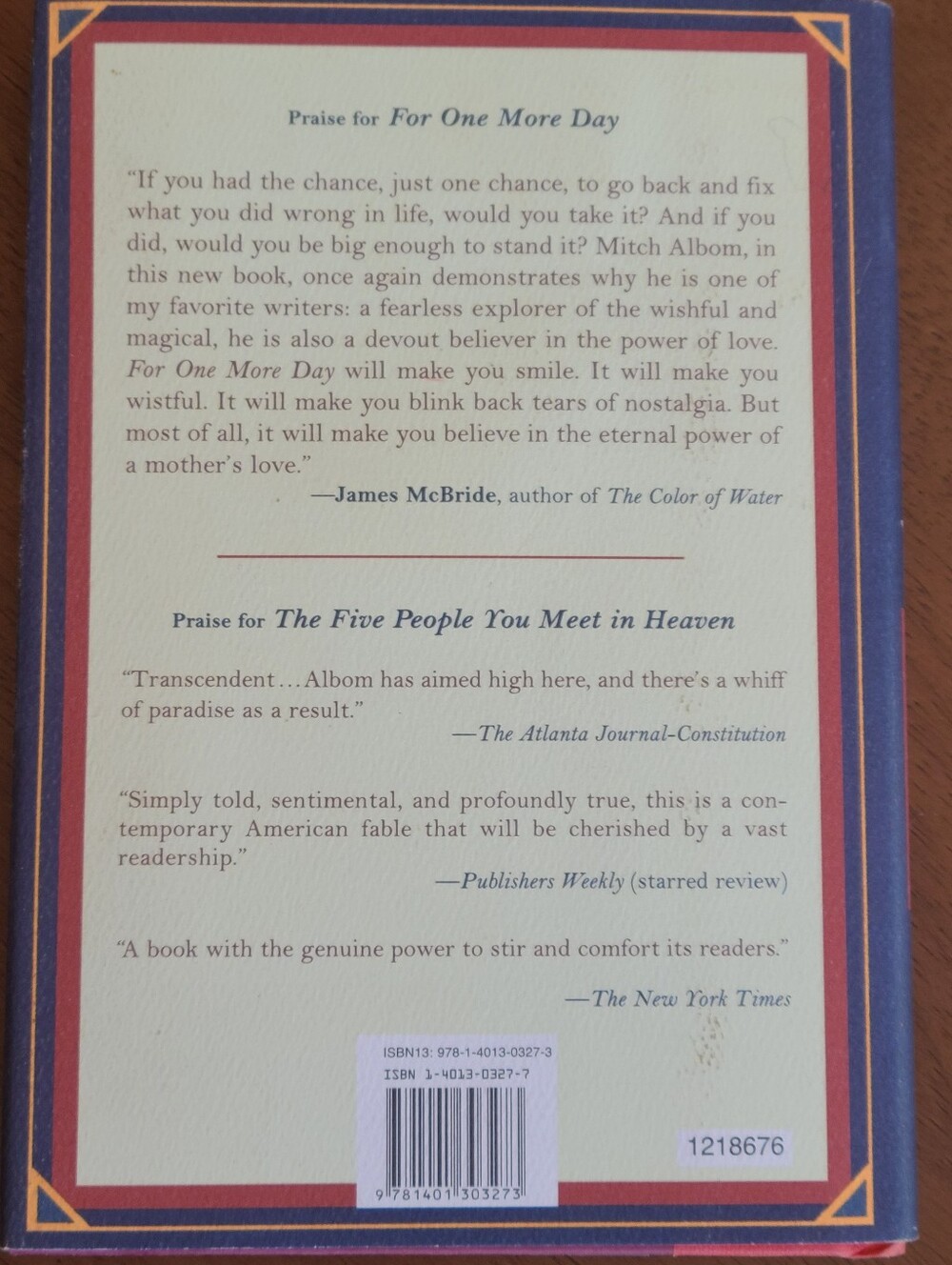 Mitch Albom "For One More Day" Hardcover First Edition 2006 Fiction - Picture 2 of 7